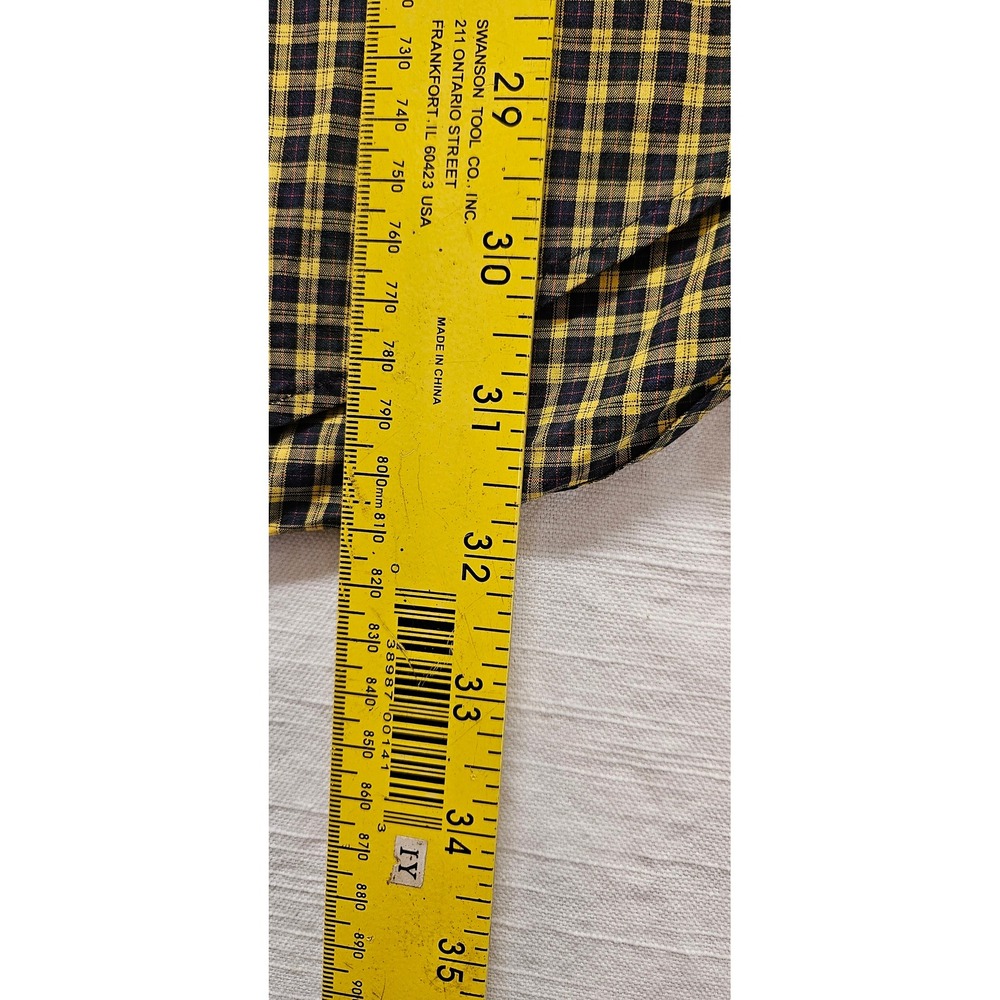 Ralph Lauren Mens XL Yellow Navy Plaid Button Down  Polo Crest Cotton Long‎ Sl - Picture 5 of 8
